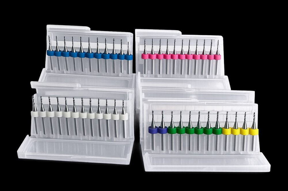 Set de brocas de precisión en distintos calibres para circuitos impresos