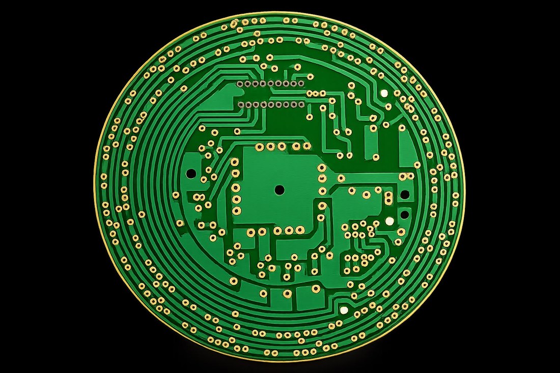 Circuito impreso circular fabricado por Circuitec Colombia